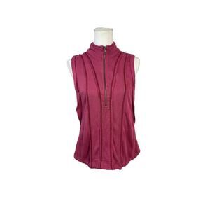Free People FP Movement Sleeveless Half Zip Vest Distressed Pink Women’s Small